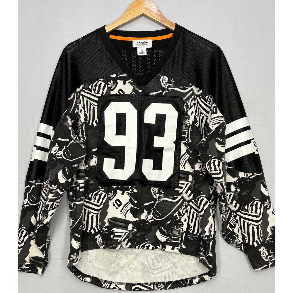 Battle #93 Sweatshirt Mens Black White V-Neck Long Sleeve Adidas Originals